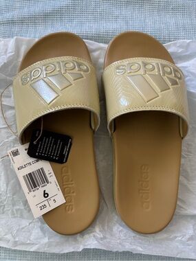 Adidas Women’s Adilette Slides in Cream